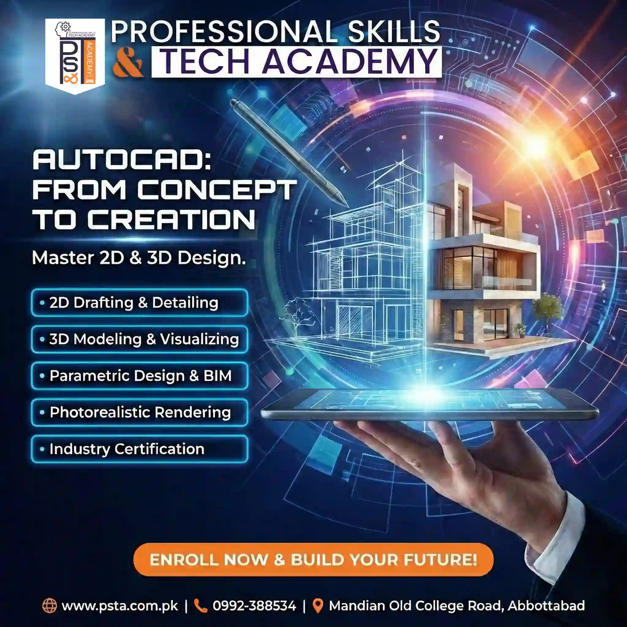 AutoCAD Mastery: 2D, 3D Design & BIM (Complete Professional Course) Certification Course Online in Pakistan & Abbottabad
