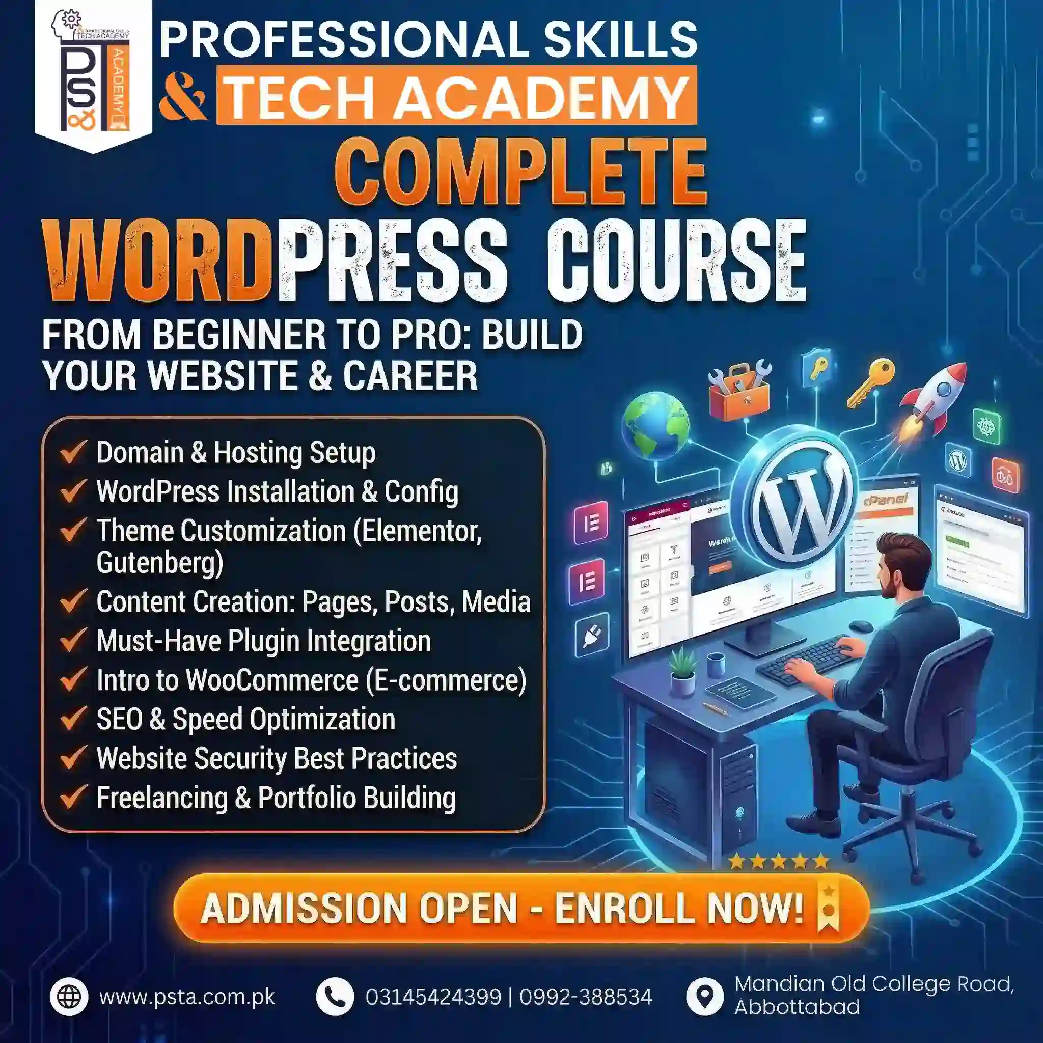 Complete WordPress Website Development Course: Beginner to Pro Certification Course Online in Pakistan & Abbottabad