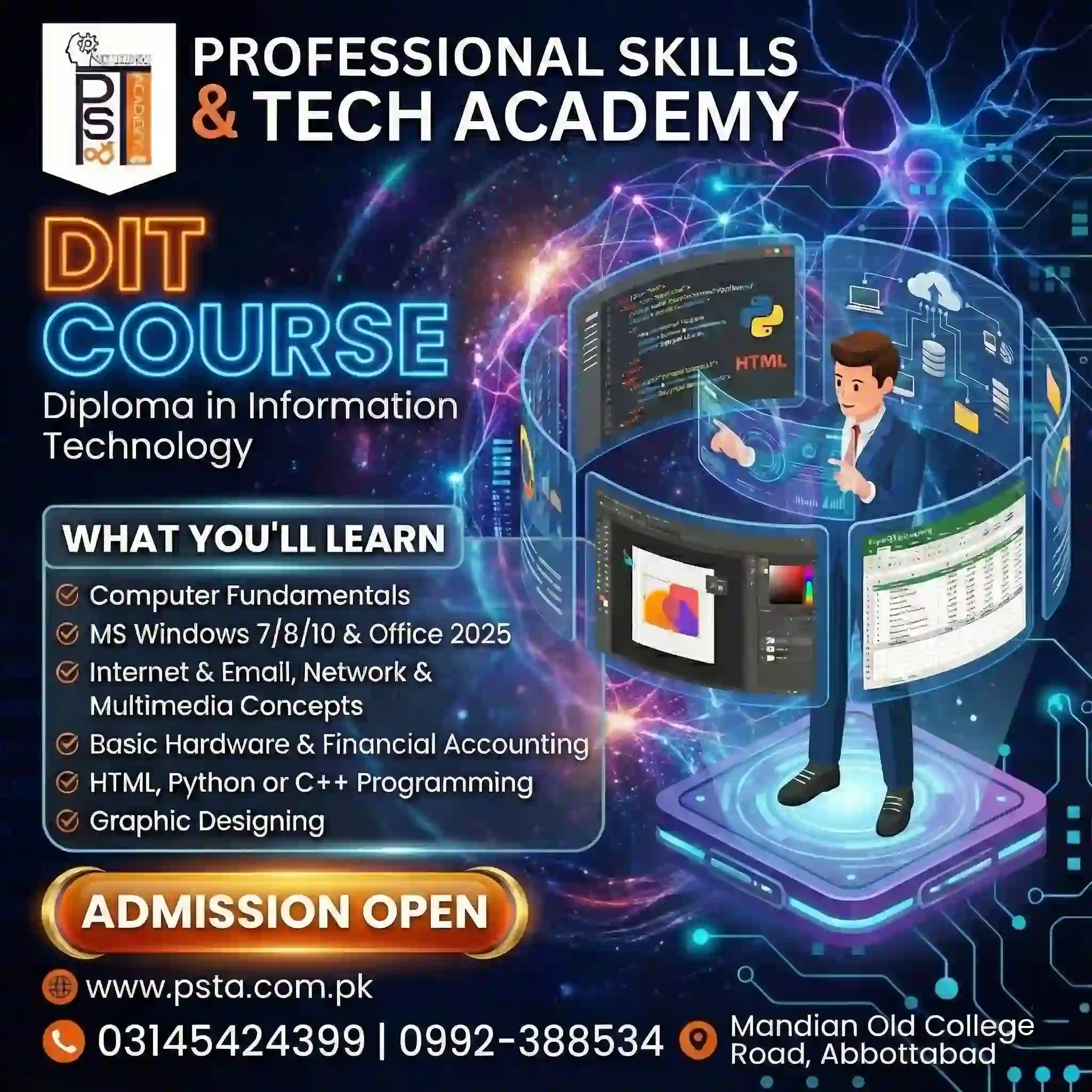 Diploma in Information Technology (DIT) – 1 Year Certified Program Certification Course Online in Pakistan & Abbottabad