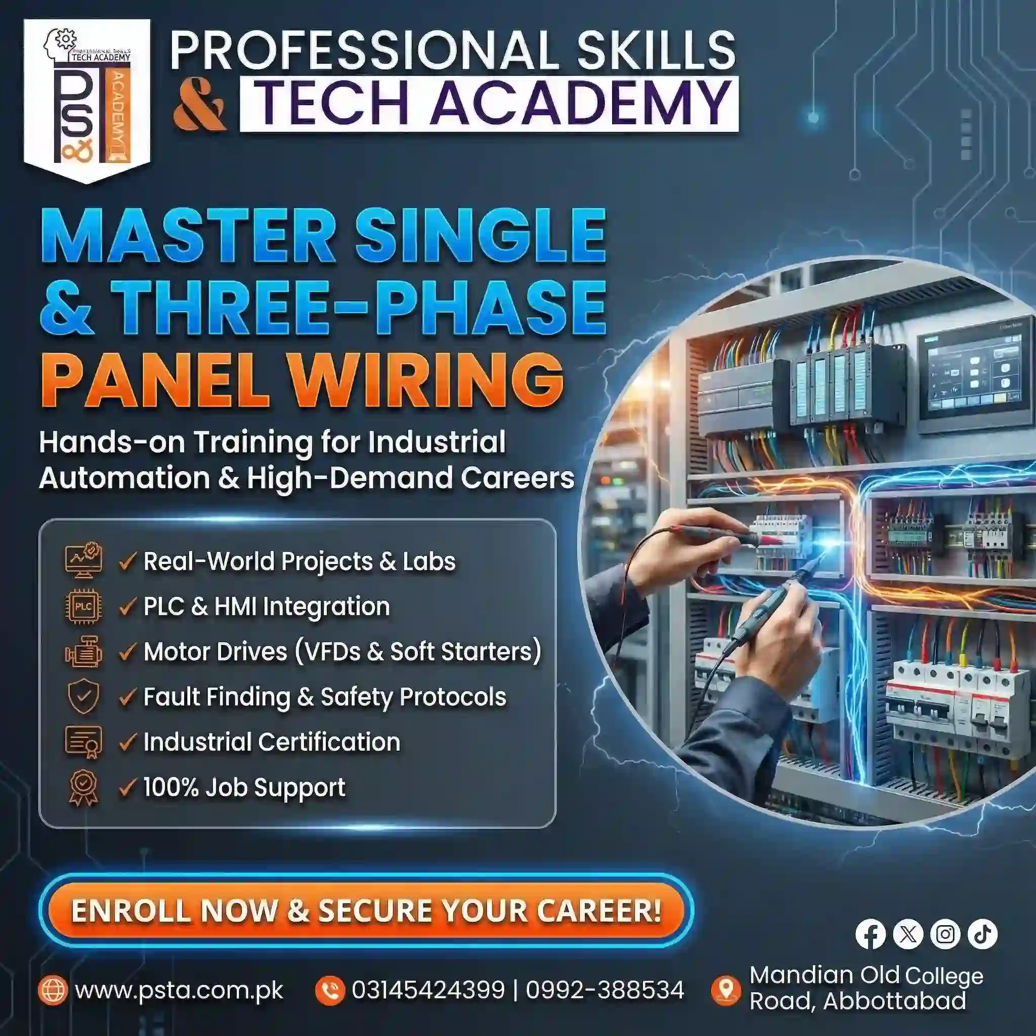 Master Industrial Automation: Single & Three-Phase Panel Wiring, PLC & VFD Certification Certification Course Online in Pakistan & Abbottabad