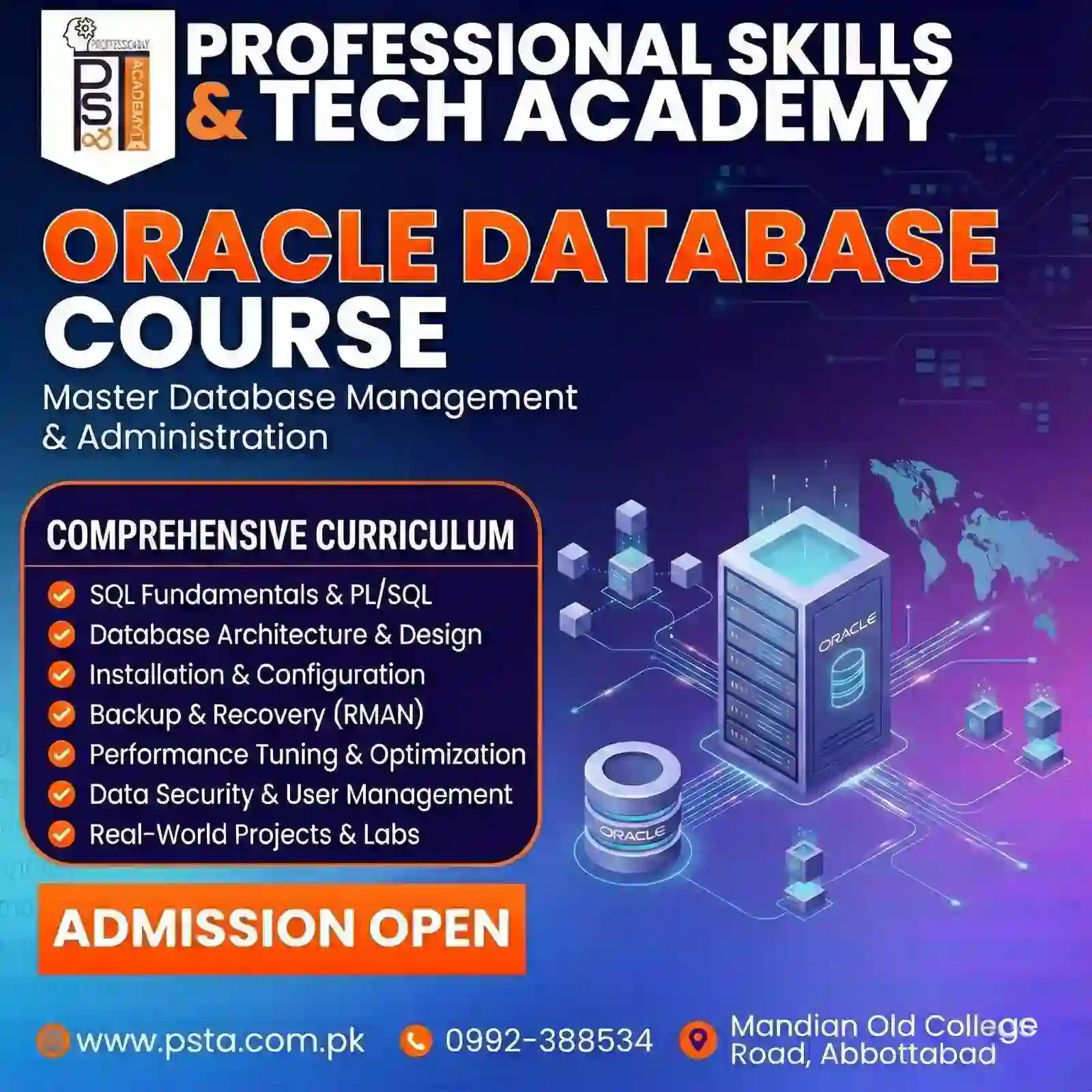 Oracle Database 19c Masterclass: SQL, PL/SQL & Administration Certification Course Online in Pakistan & Abbottabad